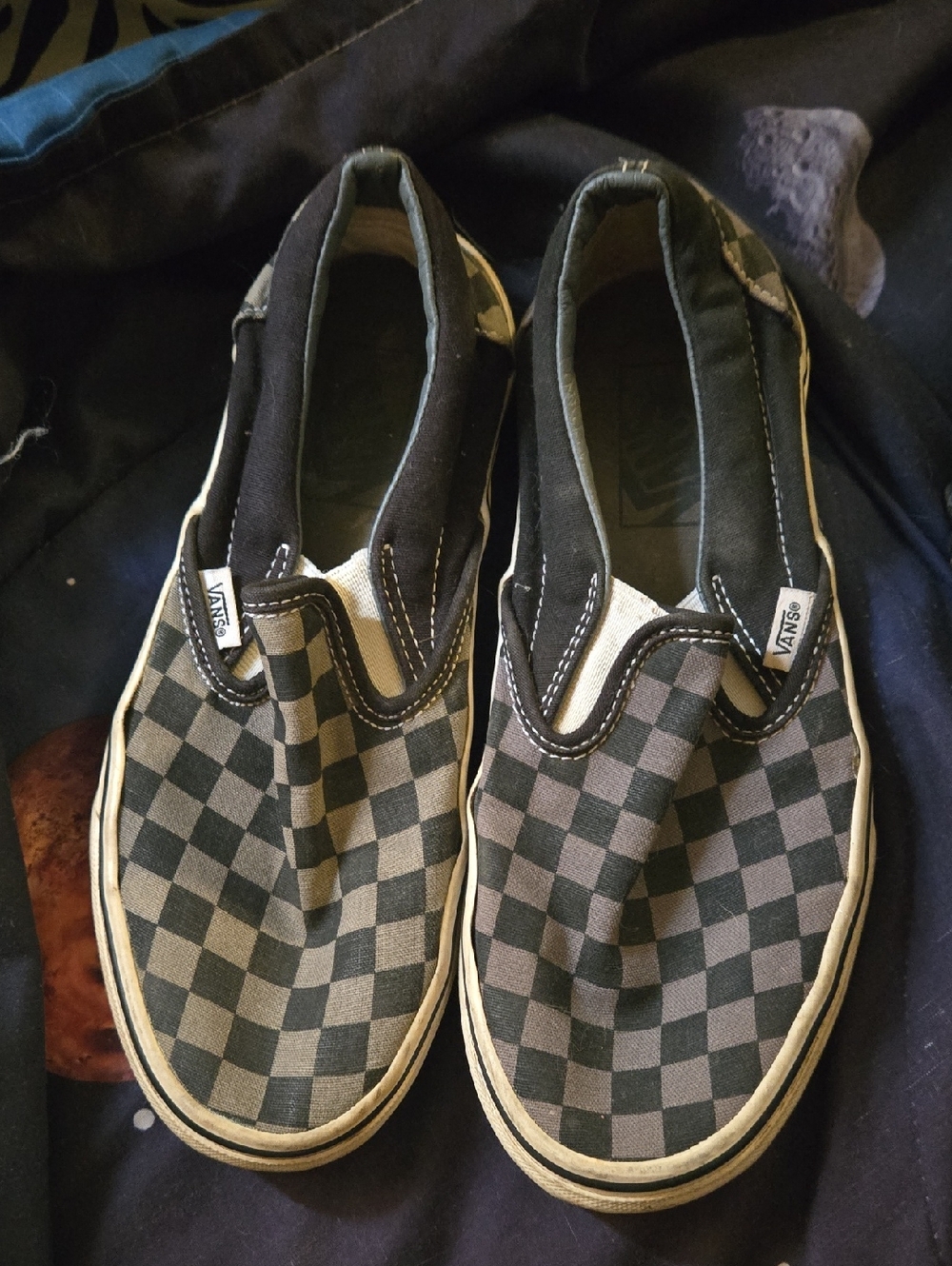 Vans Slip-On Checkerboard Sneakers - Black & Gray